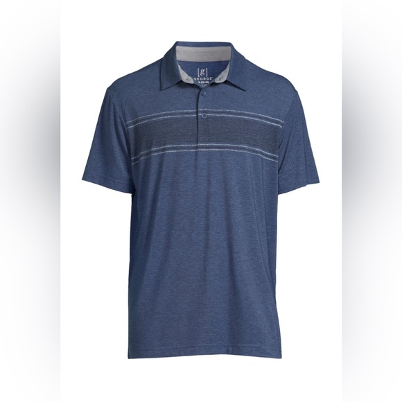 Men's George Navy Polo Shirt with Stripes - Picture 1 of 4